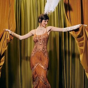 Golden Echo Fringe Flapper Dress